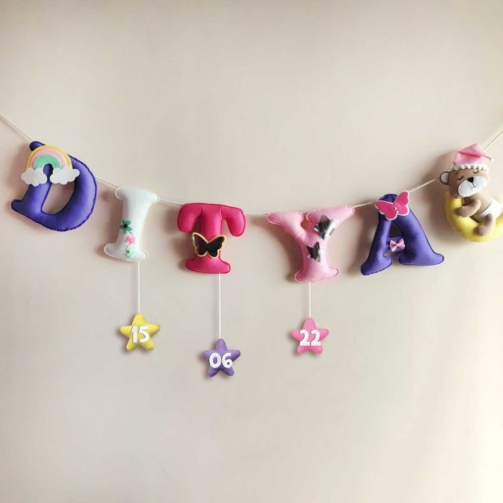 Customised Pink and Purple Felt Kids Bunting For Girls