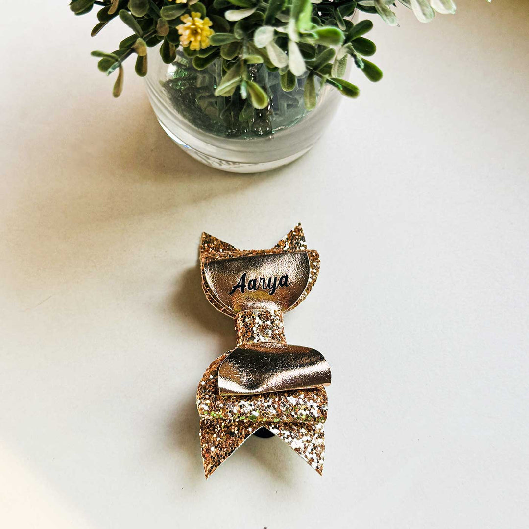 Personalized Glitter Bow Hair Clip