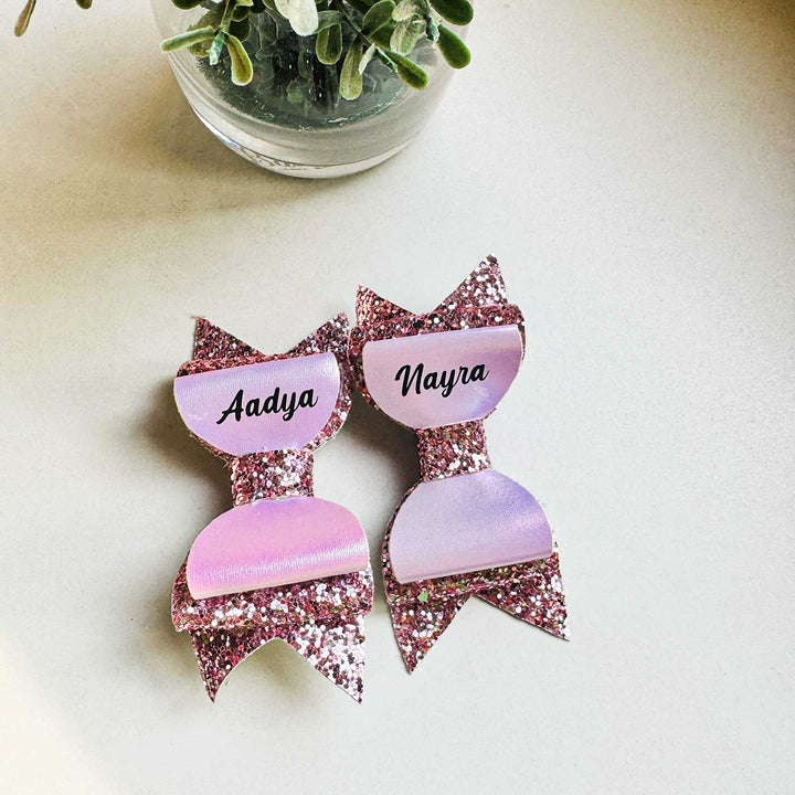 Personalized Glitter Bow Hair Clip