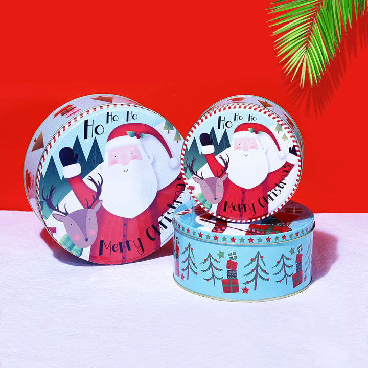 Handmade Cute Christmas Santa Metal Container | Set Of 3