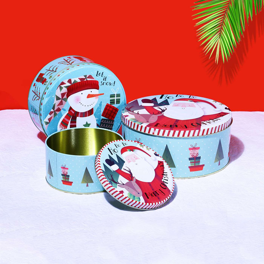 Handmade Cute Christmas Santa Metal Container | Set Of 3