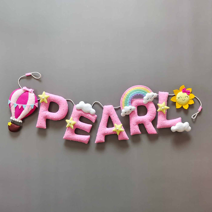 Hand-stitched Cute Hot Air Balloon Themed Felt Garland for Baby Girl