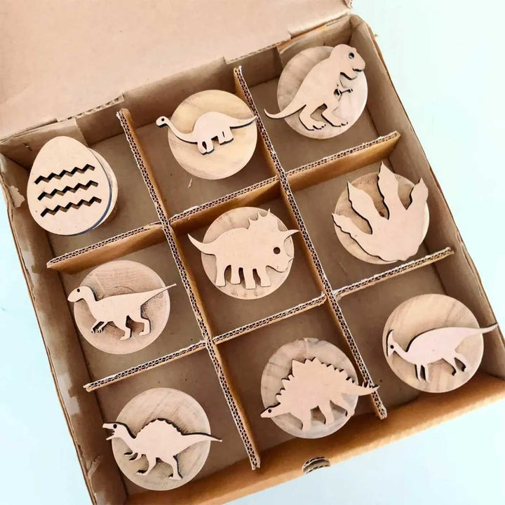 Handmade Dino Wooden Play Dough Stamp | Set Of 9