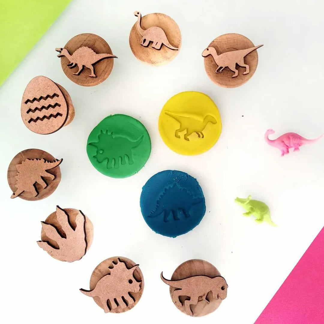 Handmade Dino Wooden Play Dough Stamp | Set Of 9