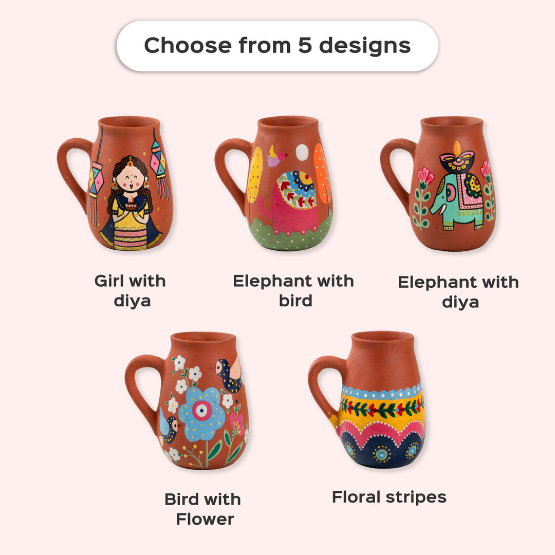 Handpainted Terracotta Mug & Diya Diwali Hamper