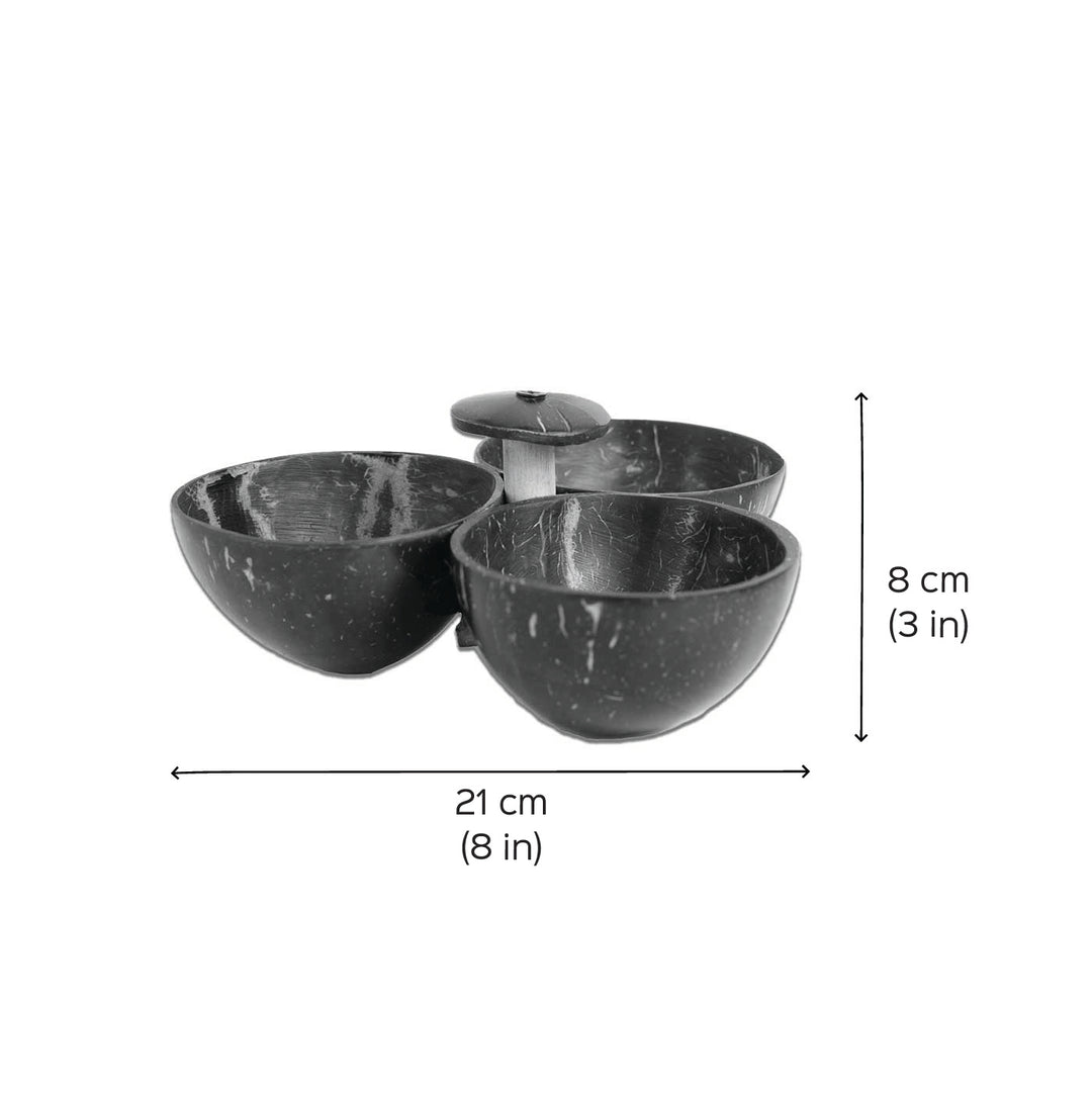 Eco-Friendly Handmade Three Bowl Coconut Shell Serving Set