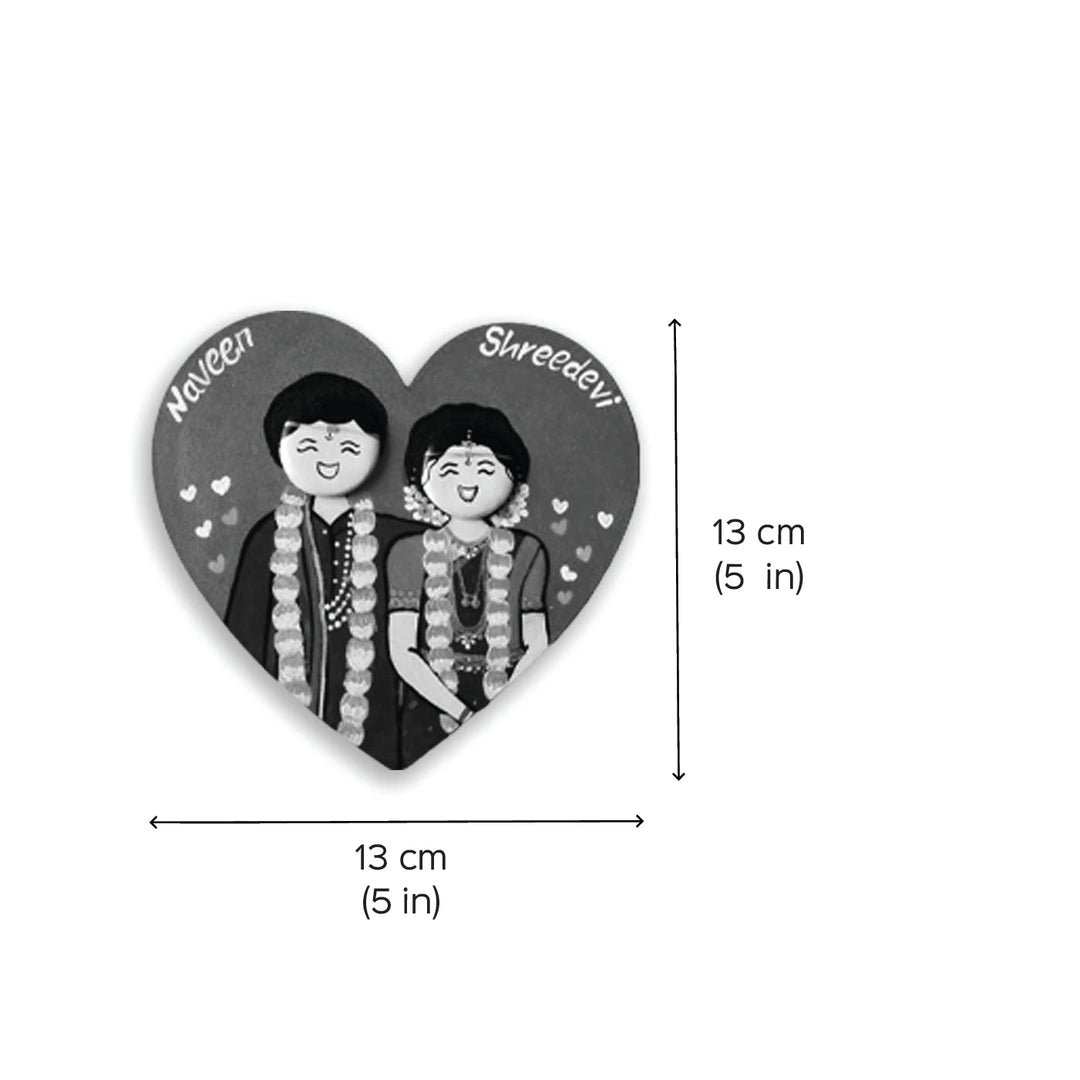 Photo Personalized Pebble Art Couples Heart Shaped Magnet