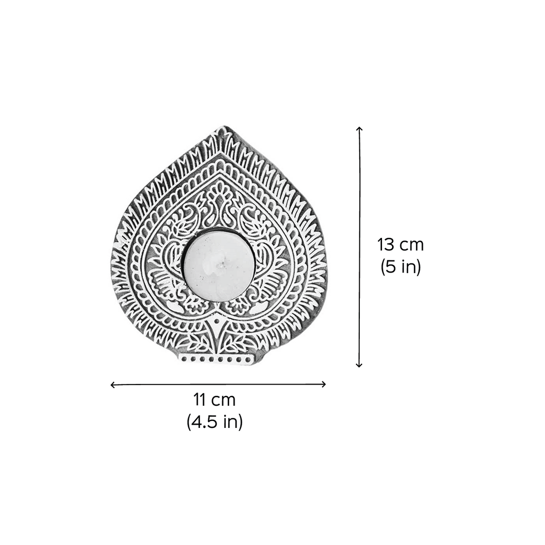 Handmade Carved Paan Wooden Block Tealight Holder | Set Of 2