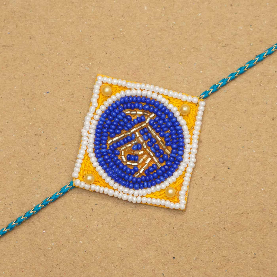 Handmade Beaded Bro Rakhi With Roli Chawal