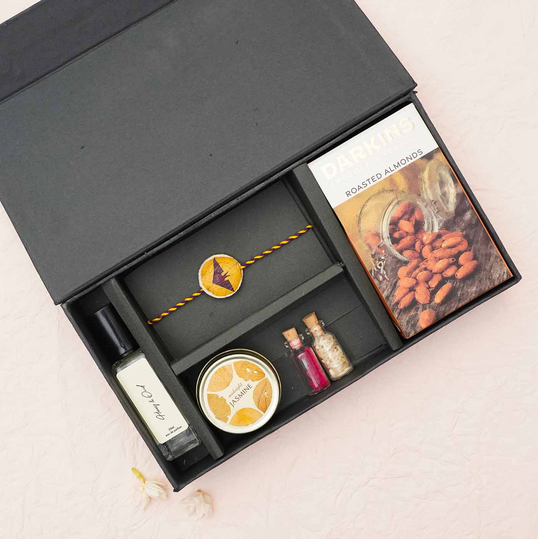 Handmade Eco-friendly Dapper Rakhi Gift Hamper for Brothers I Set of 5