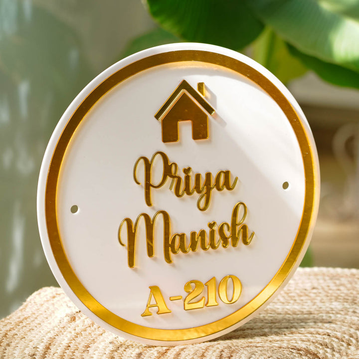 Personalized Round Orange & White Acrylic Name Plate