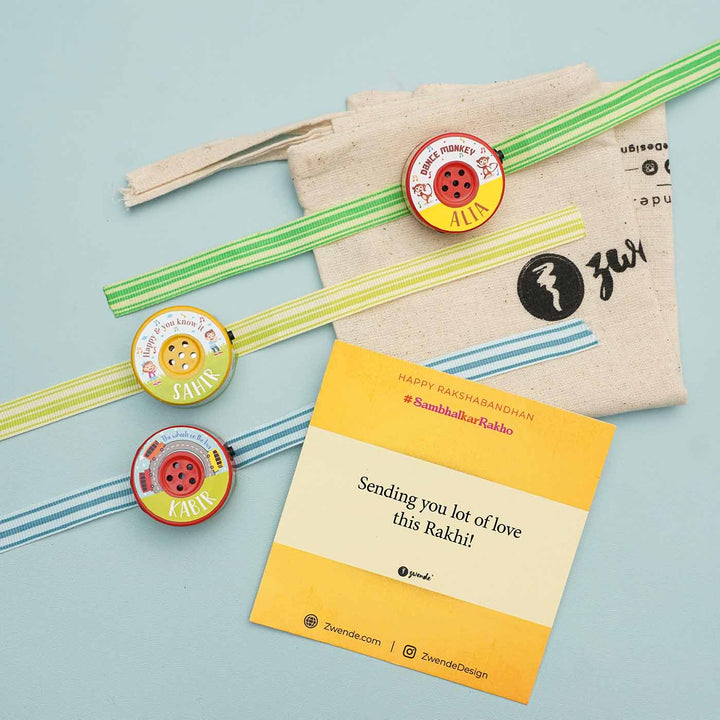 Personalized Musical "If You're Happy & You Know it" Kids Rakhi With Roli Chawal