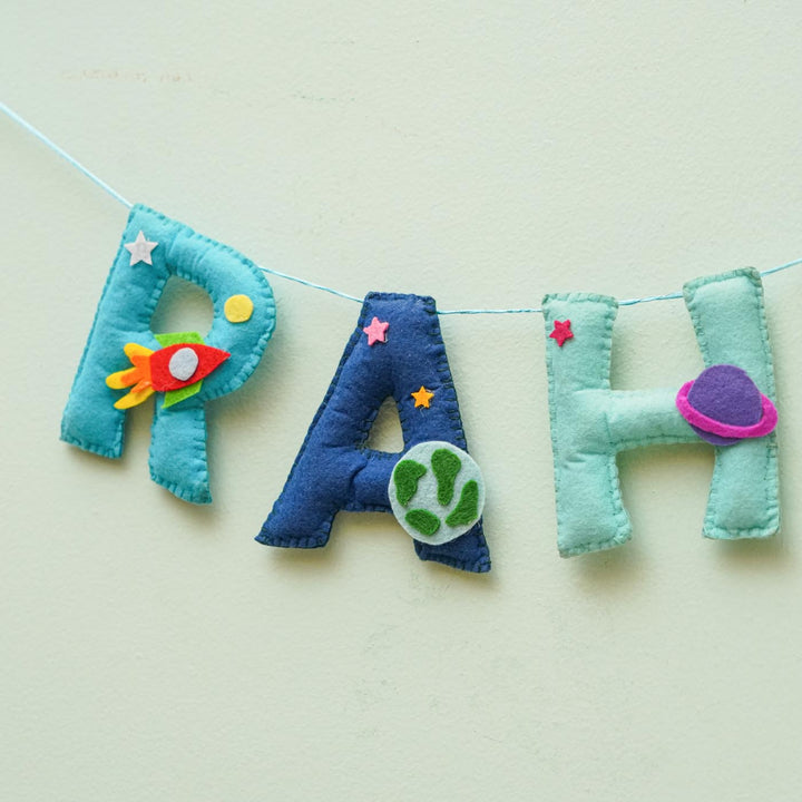 Personalized Handmade Space & Planets Theme Felt Bunting