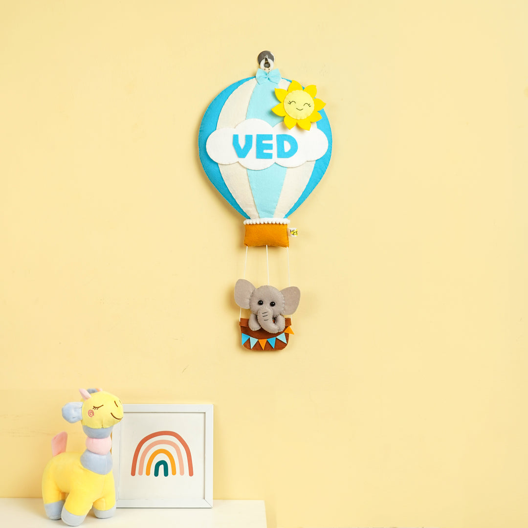 Hand-stitched Hot Air Balloon Felt Kids Nameplate