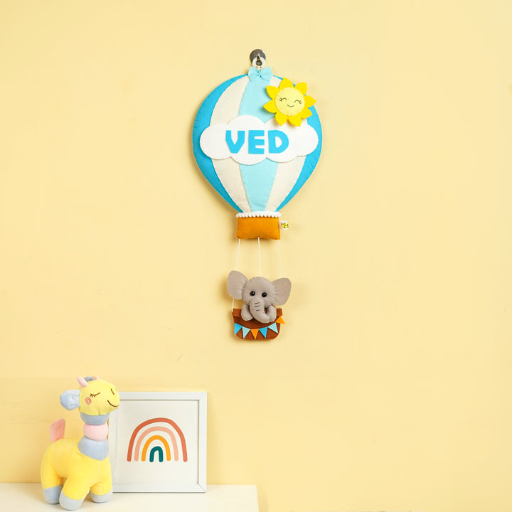 Hand-stitched Hot Air Balloon Felt Kids Nameplate