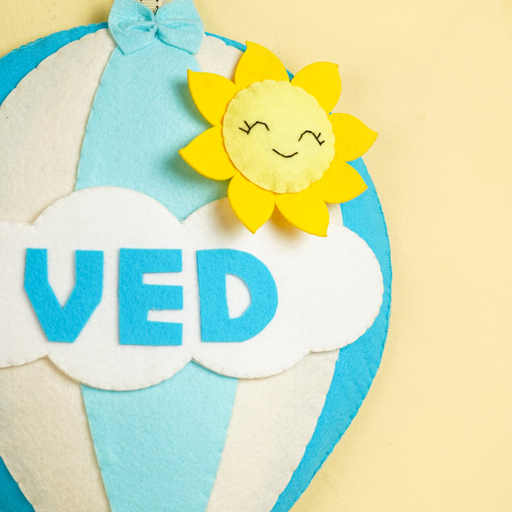 Hand-stitched Hot Air Balloon Felt Kids Nameplate