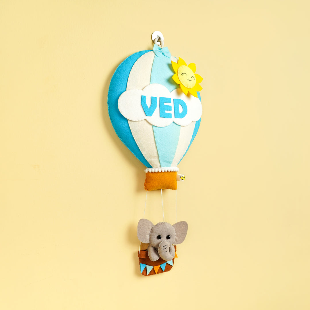 Hand-stitched Hot Air Balloon Felt Kids Nameplate