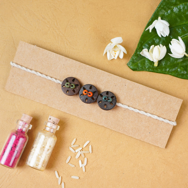 Handmade Eco-friendly Tridosha Pressed Flower Rakhi with Roli Chawal