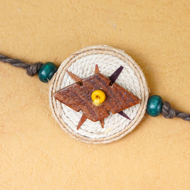 Handmade Eco-friendly Ghumakkad Pressed Flower Rakhi with Roli Chawal