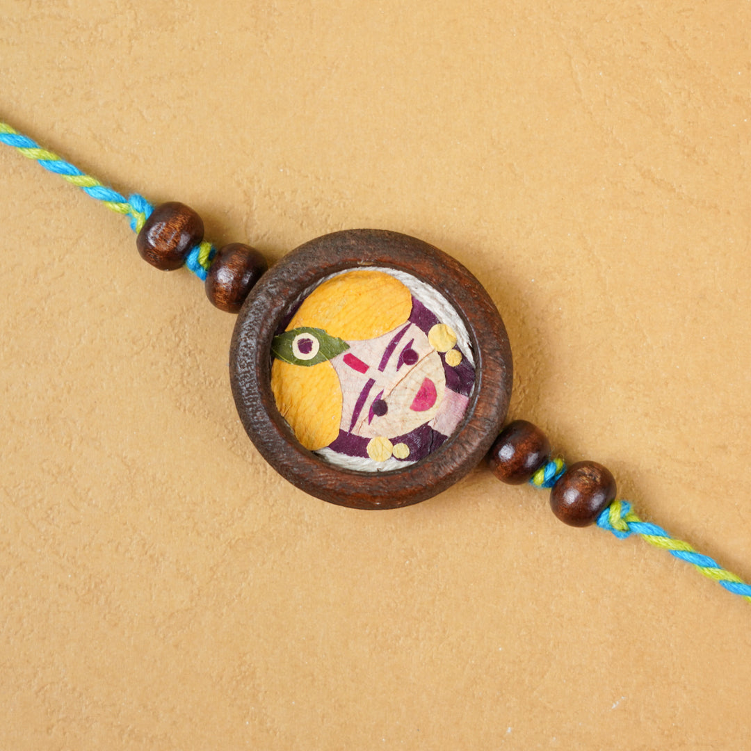 Handmade Eco-friendly Kanha Pressed Flower Rakhi with Roli Chawal