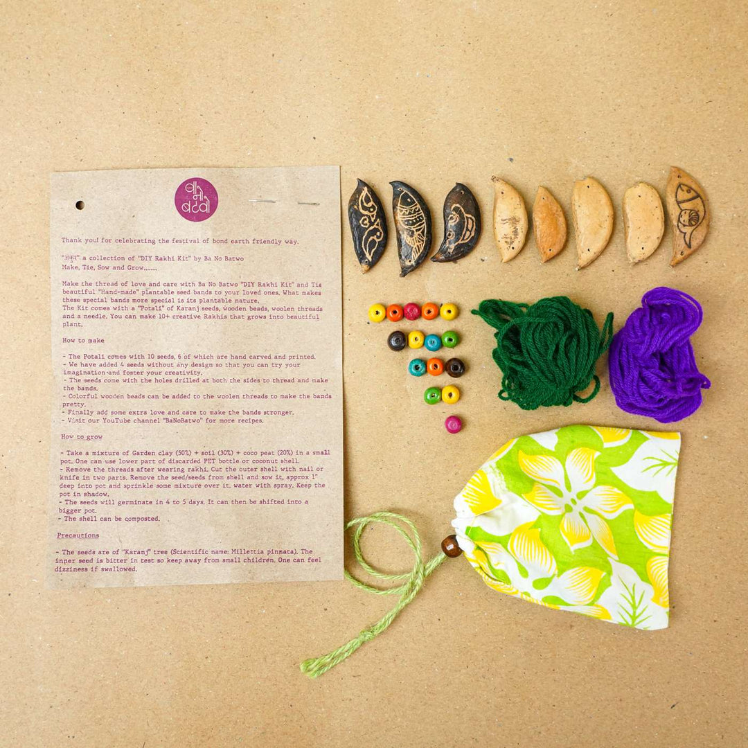 Handmade Plantable Seed Rakhi DIY Kit With Roli Chawal