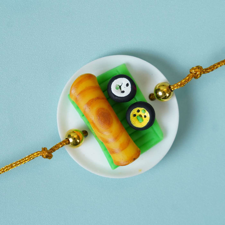 Handmade Miniature Clay Dosa Rakhi With Roli Chawal