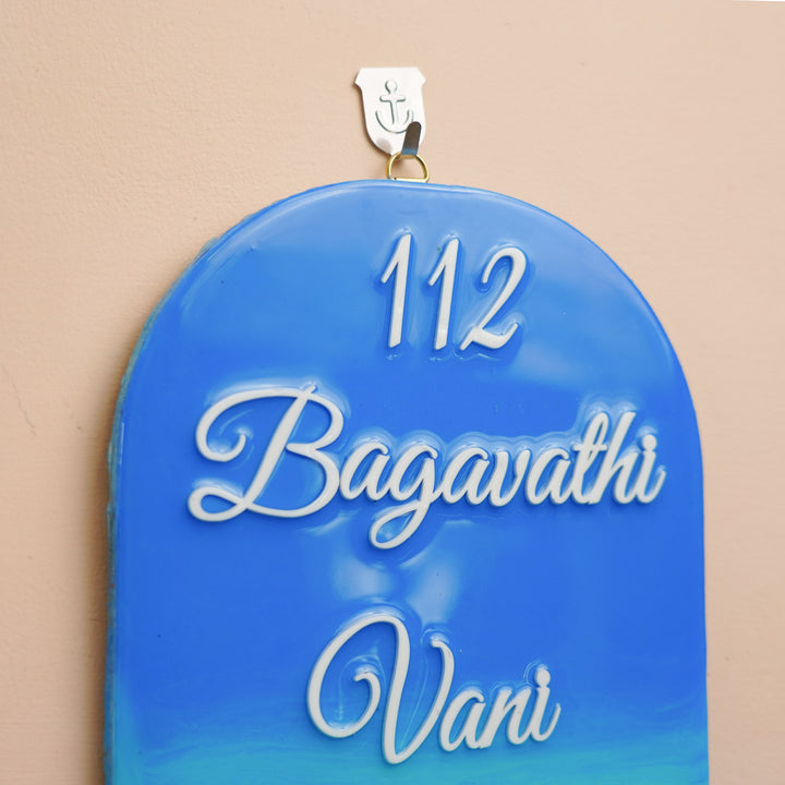 Personalized Blue Beach Theme Resin Vertical Name Plate For Family