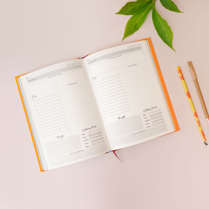 Printed Om Planner With Wellness Tracker & Bookmark