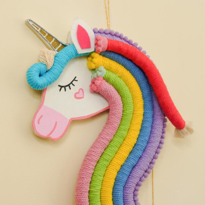 Personalized Handmade Macrame Unicorn Kids Name Plate With 3D Letters