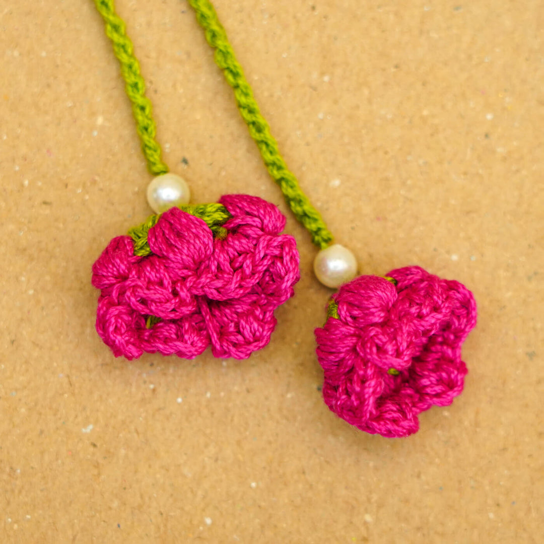 Handmade Crochet Floral Cotton Lumba Rakhi for Bhabhi With Roli Chawal