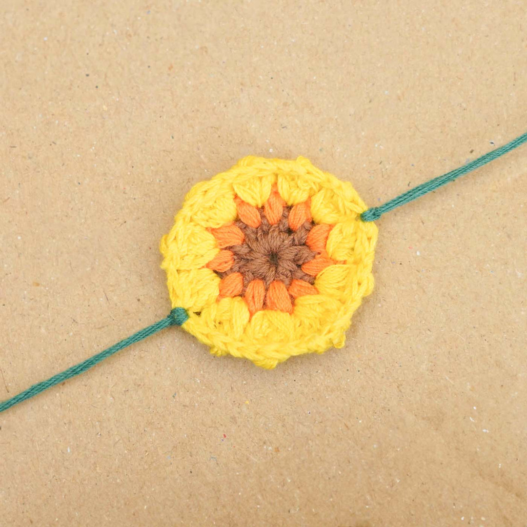 Eco-Friendly Handmade Plantable Sunflower Theme Rakhi With Roli Chawal