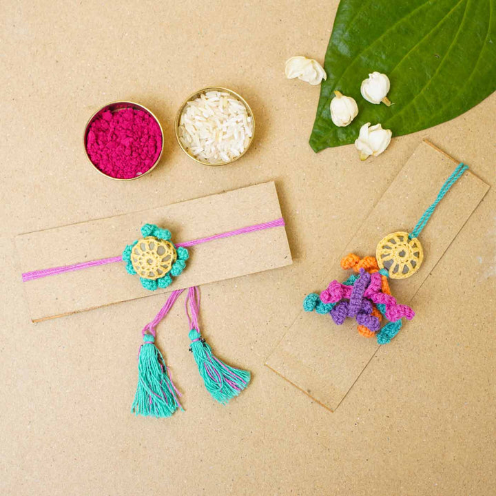 Eco-Friendly Handmade Plantable Octopus Theme Rakhi & Lumba With Roli Chawal