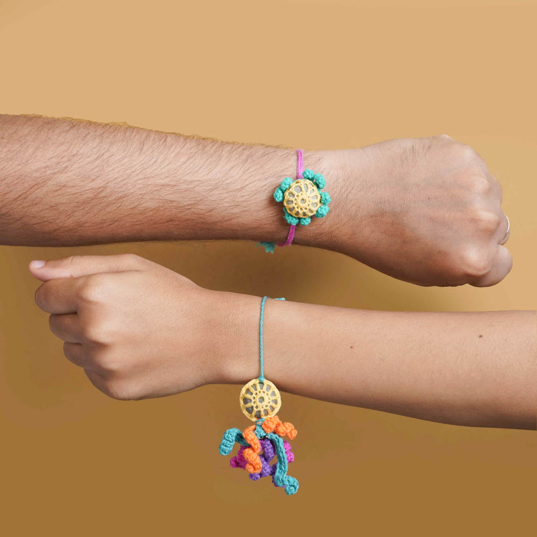 Eco-Friendly Handmade Plantable Octopus Theme Rakhi & Lumba With Roli Chawal