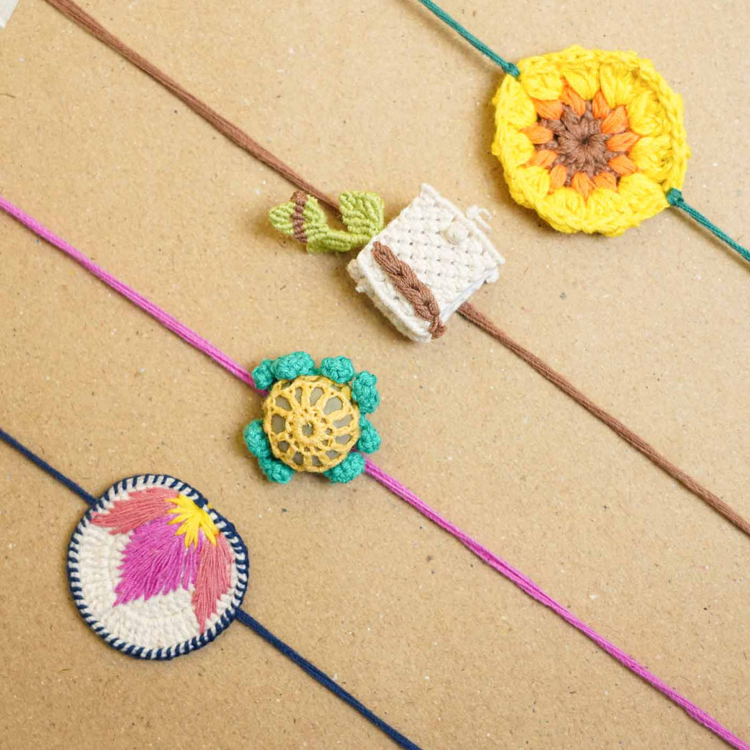 Eco-Friendly Handmade Plantable Sunflower Theme Rakhi With Roli Chawal