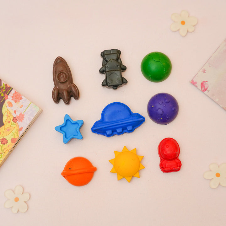 Handmade Space Theme Non-Toxic Wax Crayons for Kids | Set Of 10