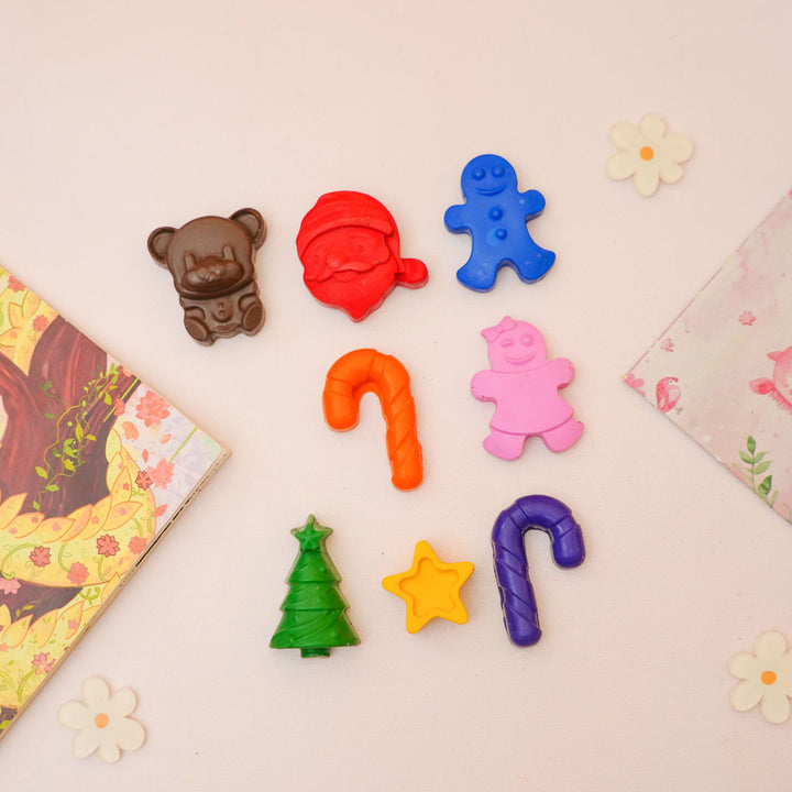 Handmade Christmas Themed Non-Toxic Wax Crayons for Kids | Set Of 8 | Secret Santa Gift