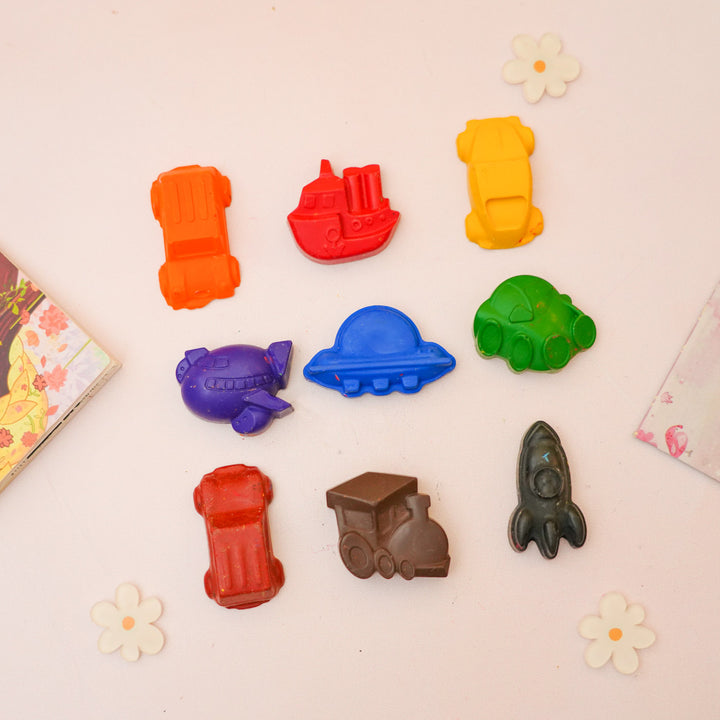 Handmade Vehicle Theme Non-Toxic Wax Crayons for Kids | Set Of 8