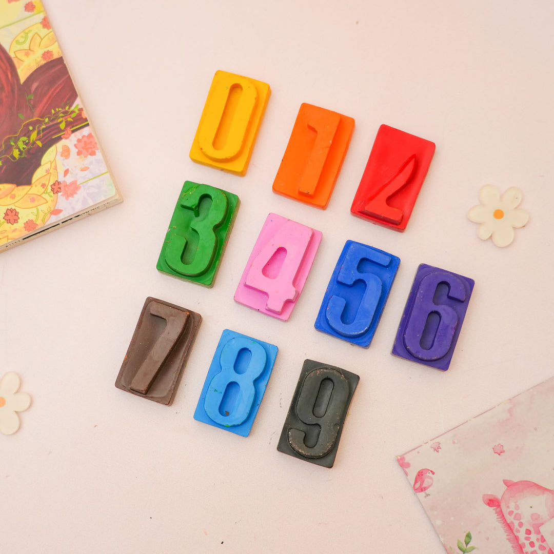 Handmade Non-Toxic Wax Number Crayons for Kids | Set Of 10