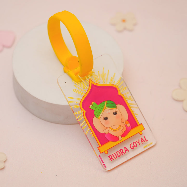 Personalized Ganesha Theme Transparent Kids Bag Tag