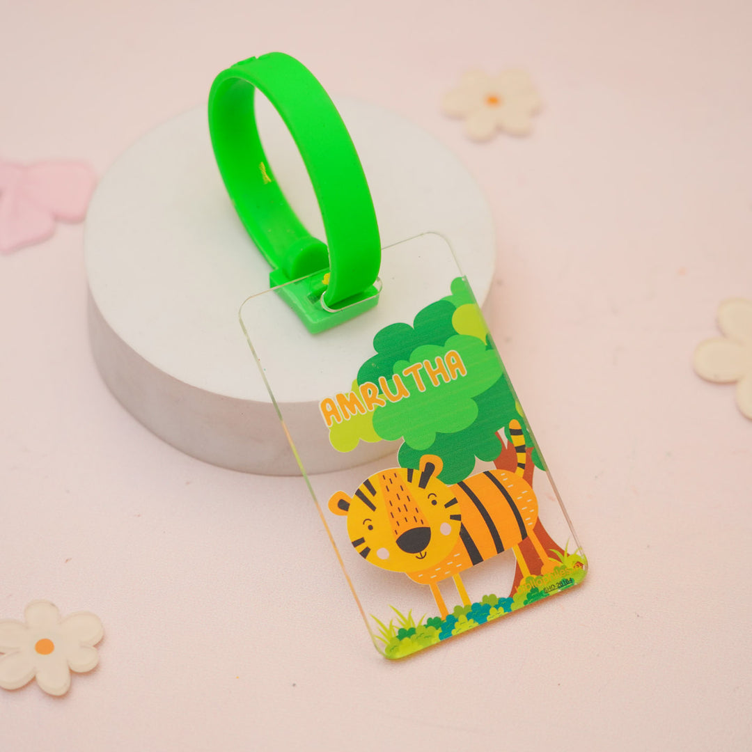 Personalized Tiger Theme Transparent Kids Bag Tag