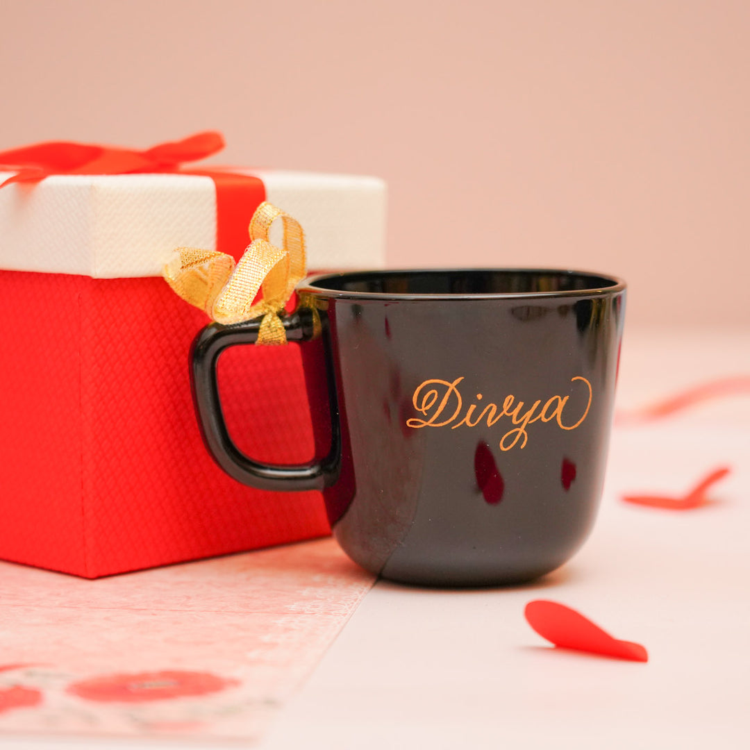 Personalized Black Engraved Ceramic Mug With Gift Box