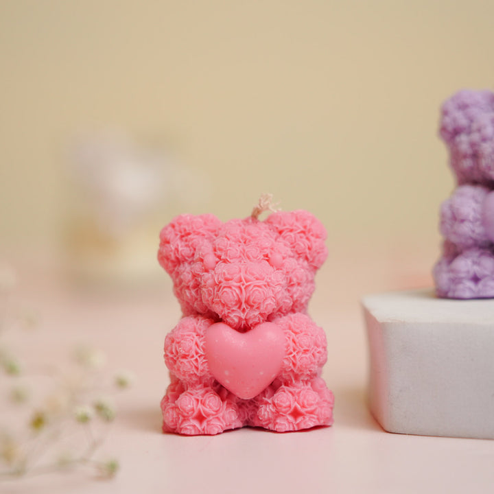 Handmade Cute Teddy Bear Shaped Soy Wax Candles | Set Of 3