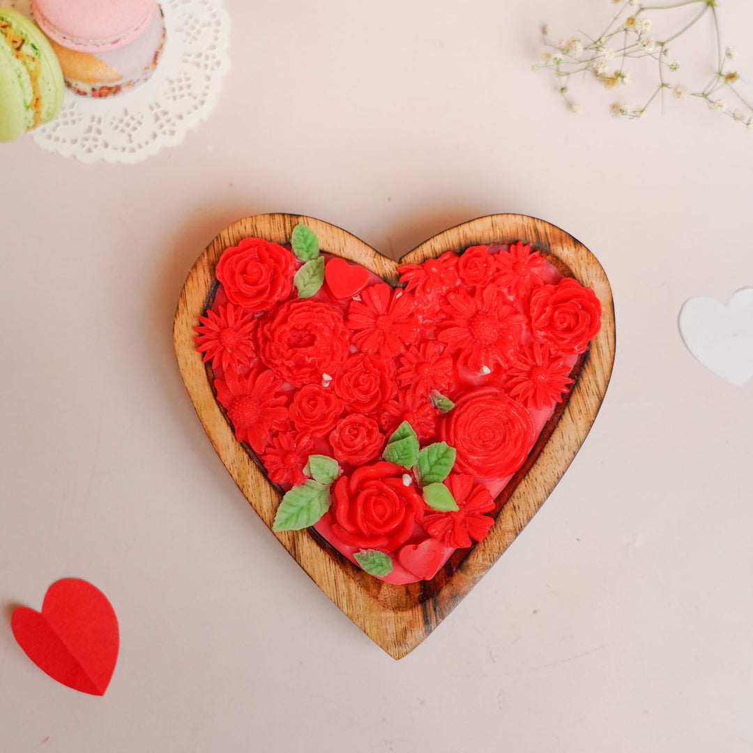 Handmade Red Heart Shaped Soy Wax Candle