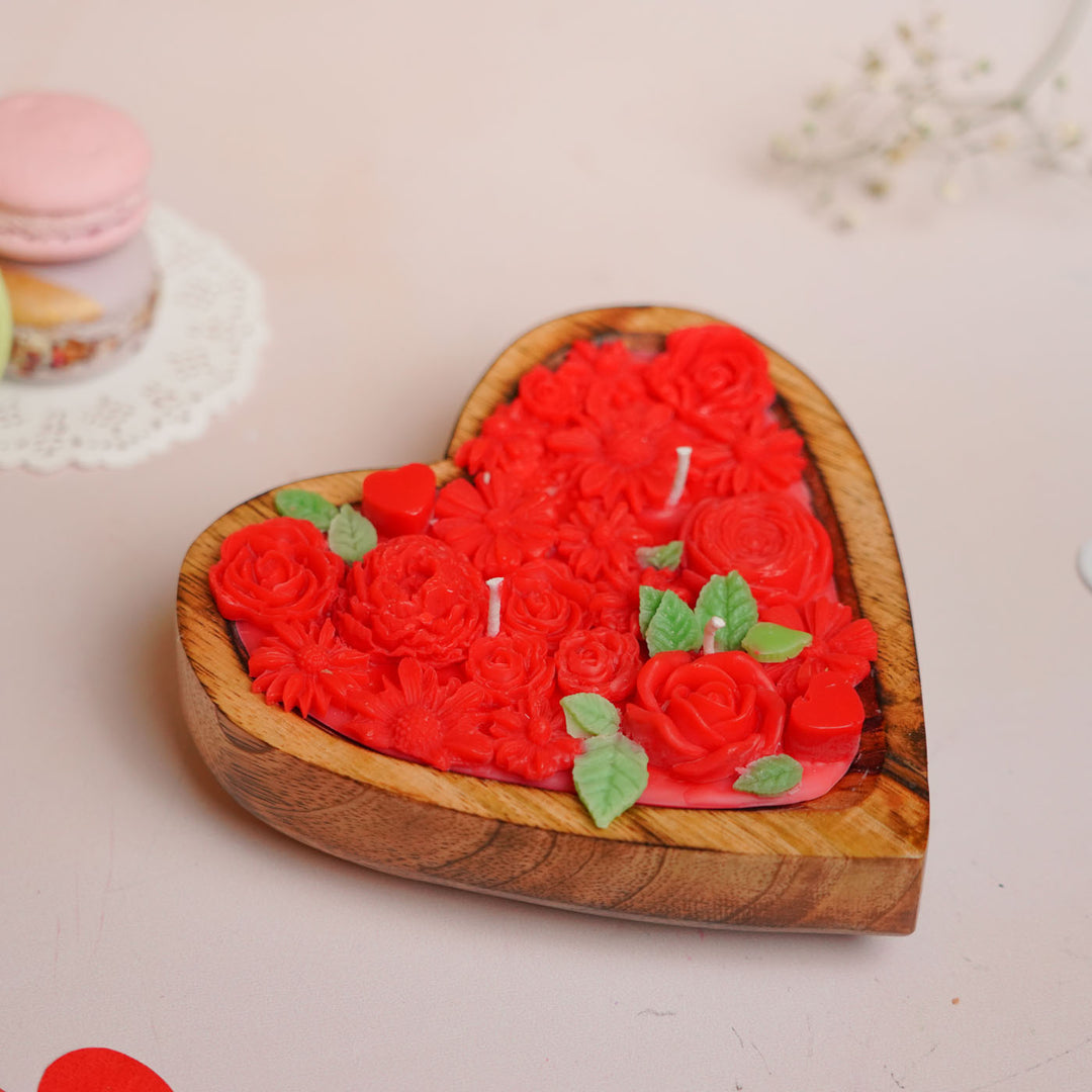 Handmade Red Heart Shaped Soy Wax Candle