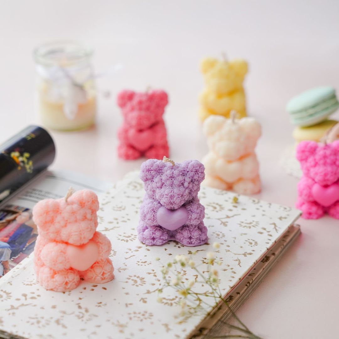 Handmade Cute Teddy Bear Shaped Soy Wax Candles | Set Of 3