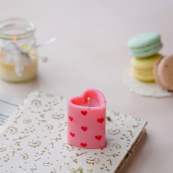 Handmade Heart Shaped Soy Wax Pillar Candles | Set Of 2