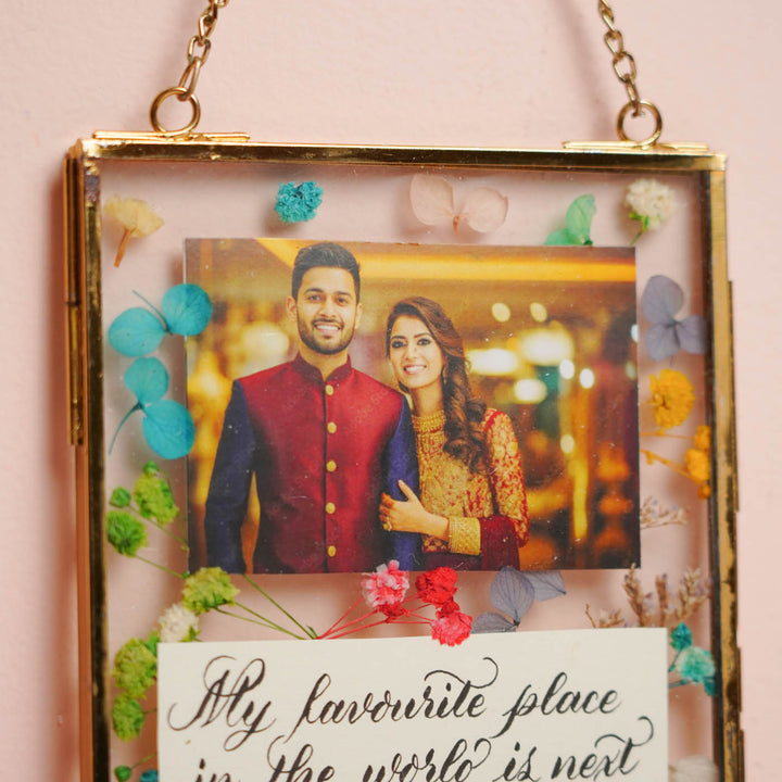 Personalized Dried Flower Art Vintage Metal Photo Frame