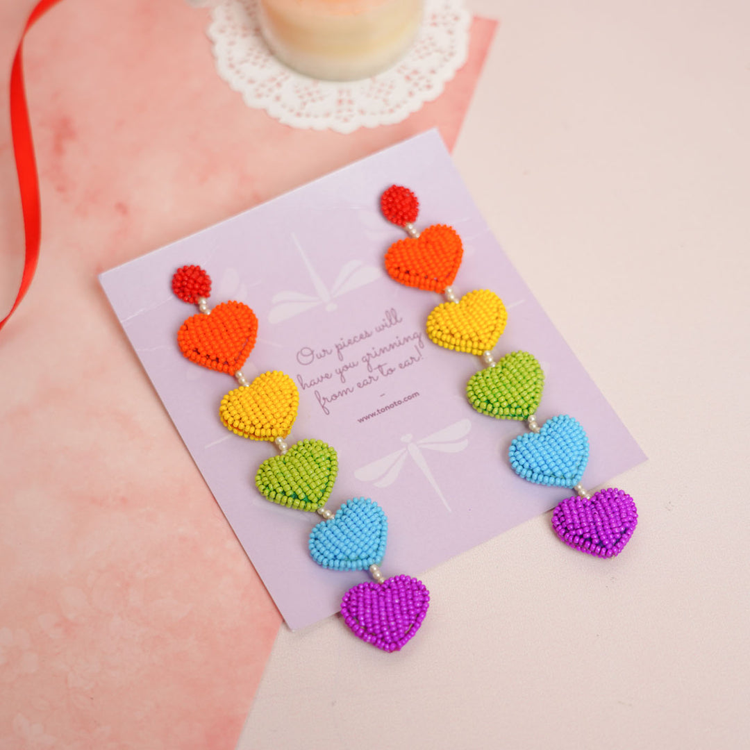 Hand Embroidered Love is Love Sequin Earrings