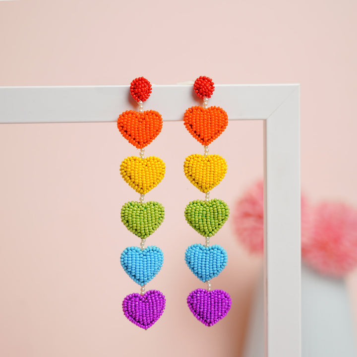 Hand Embroidered Love is Love Sequin Earrings