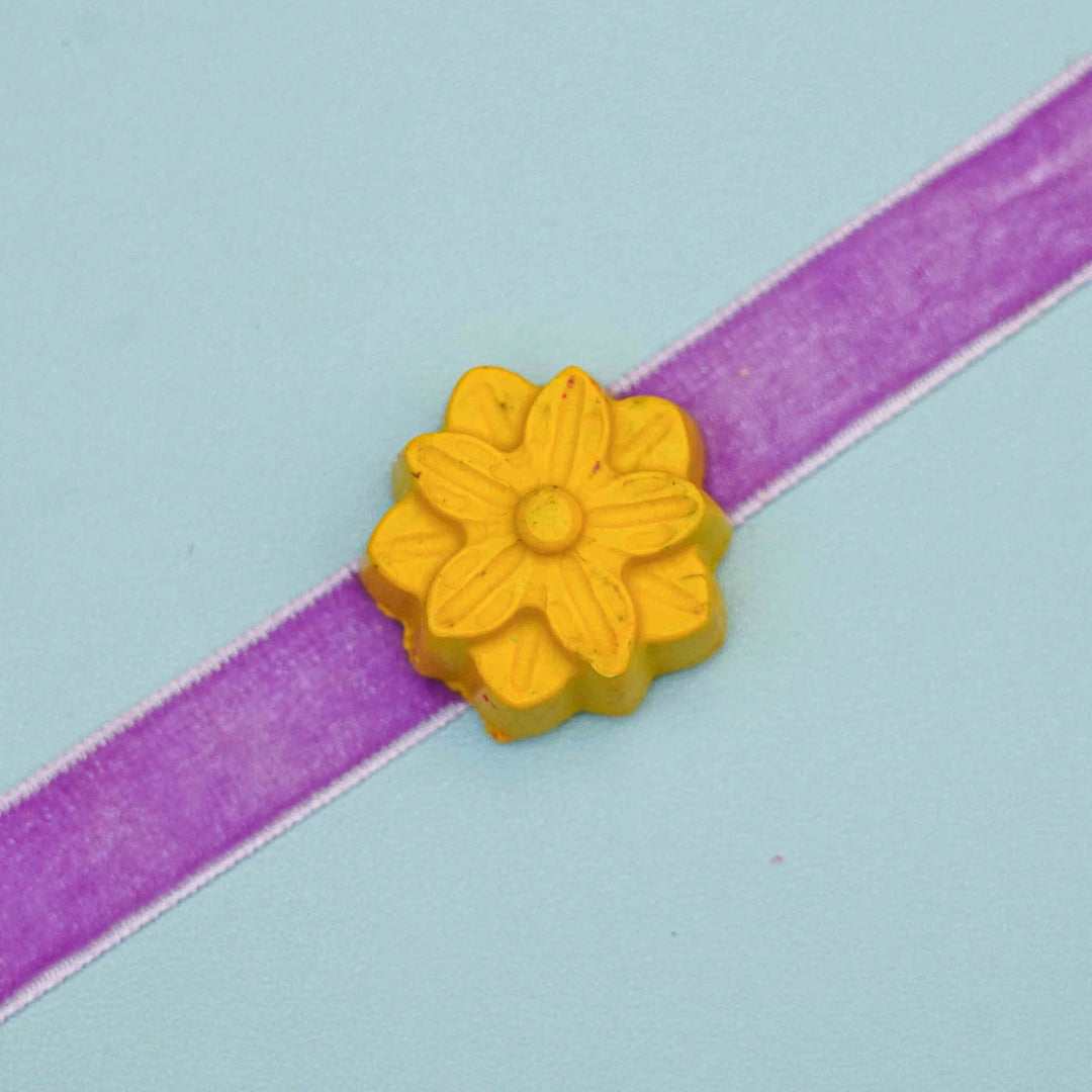 Handmade Flower Crayon Kids Rakhi With Roli Chawal